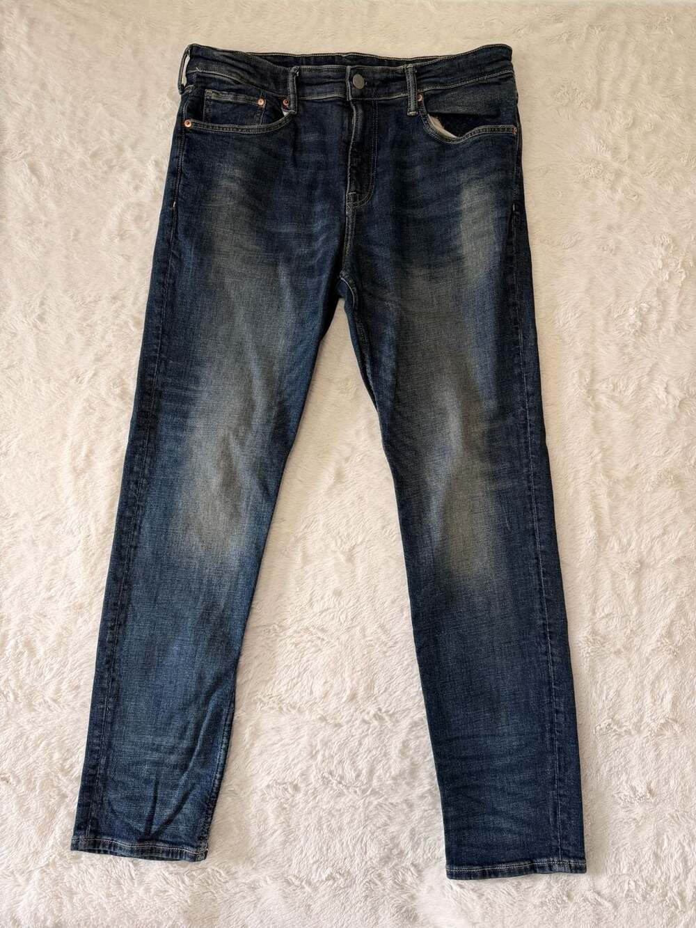 H&M Mens Slim Fit Stretch Denim Jeans Dark Blue Wash 36x32